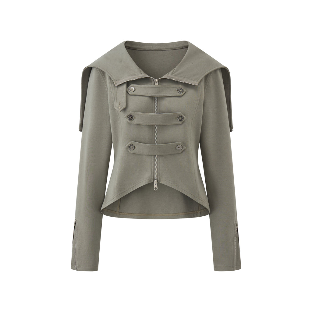 JIKOO Napoleon Cropped Cape Jacket