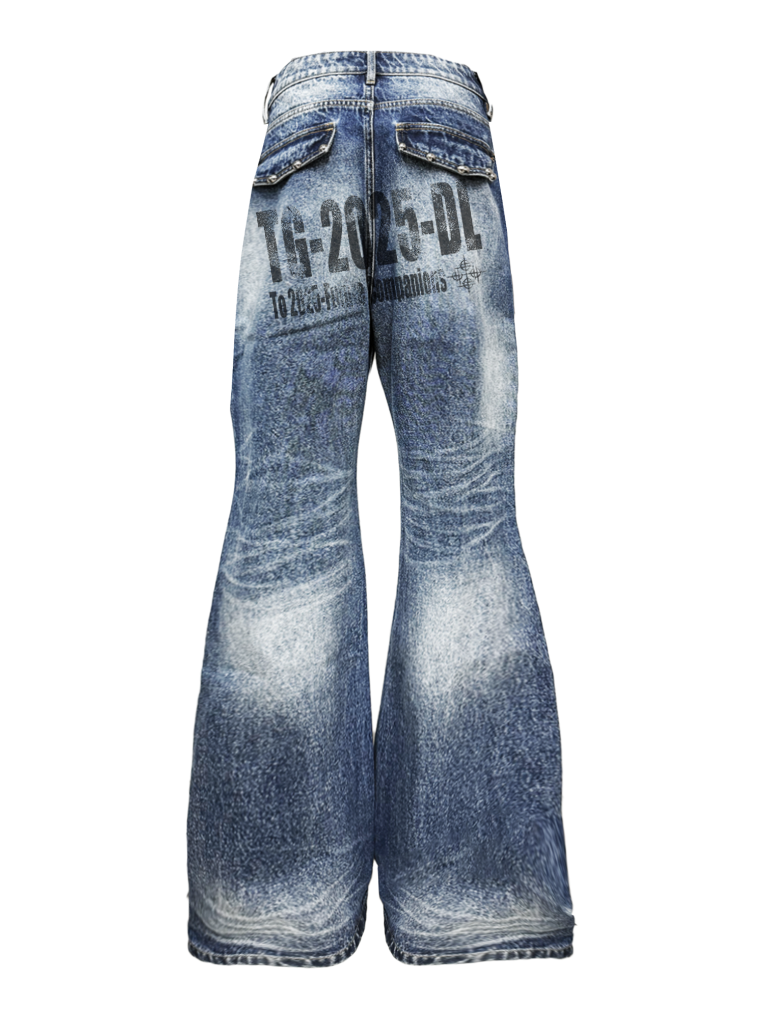 DETW Retro Cow and Cat Whisker Micro-pull Rivet Versatile Jeans