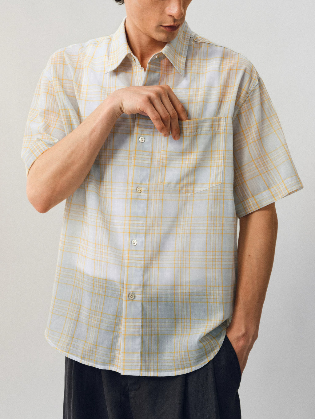 NONRADICAL Linen Check Breathable Relaxed Shirt