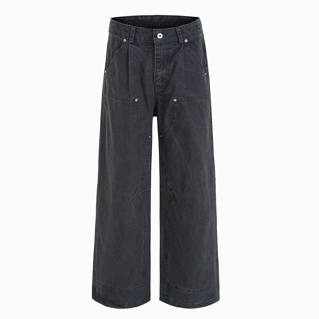 TRUQUEST Vintage Wide Leg Loose Straight Overalls
