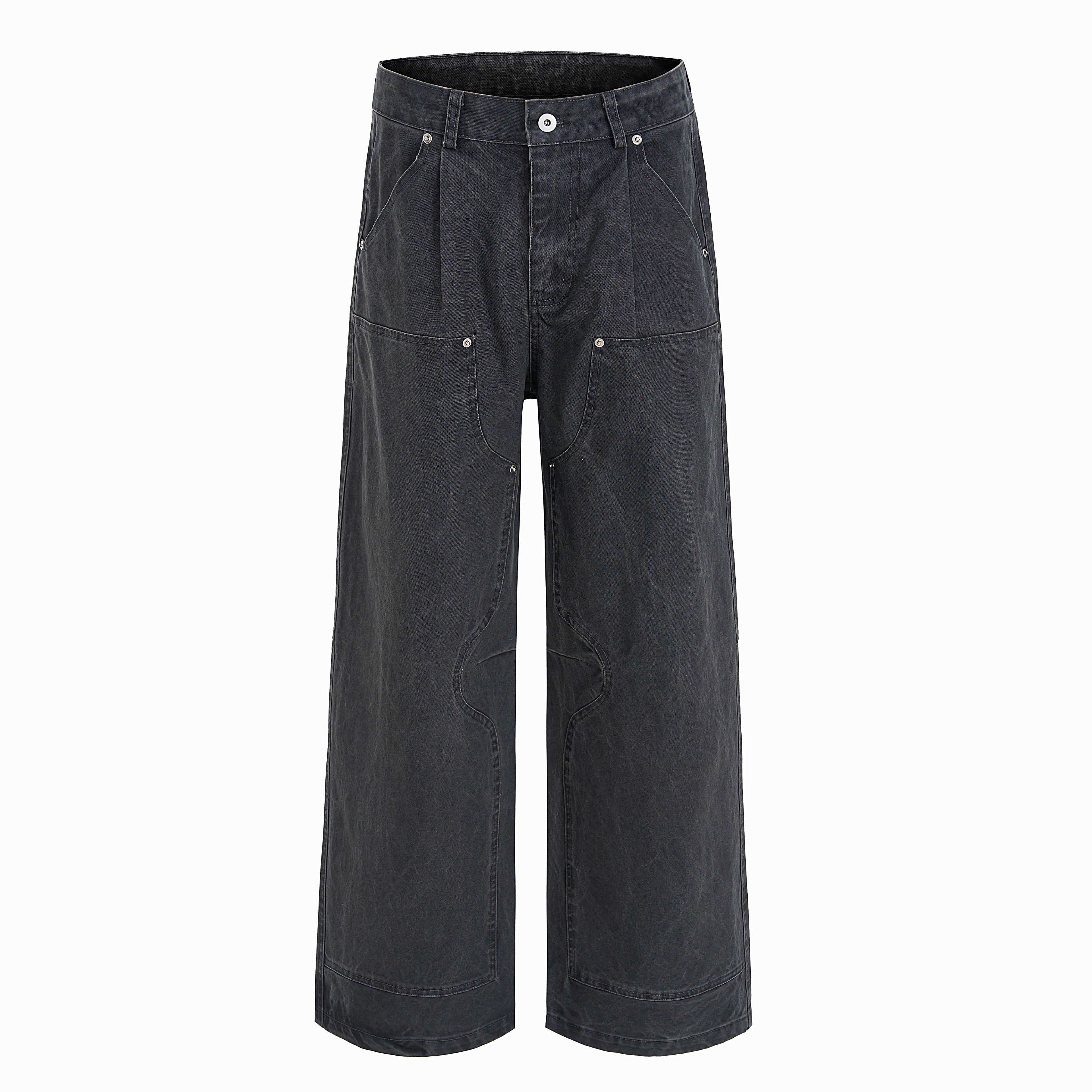 TRUQUEST Vintage Wide Leg Loose Straight Overalls
