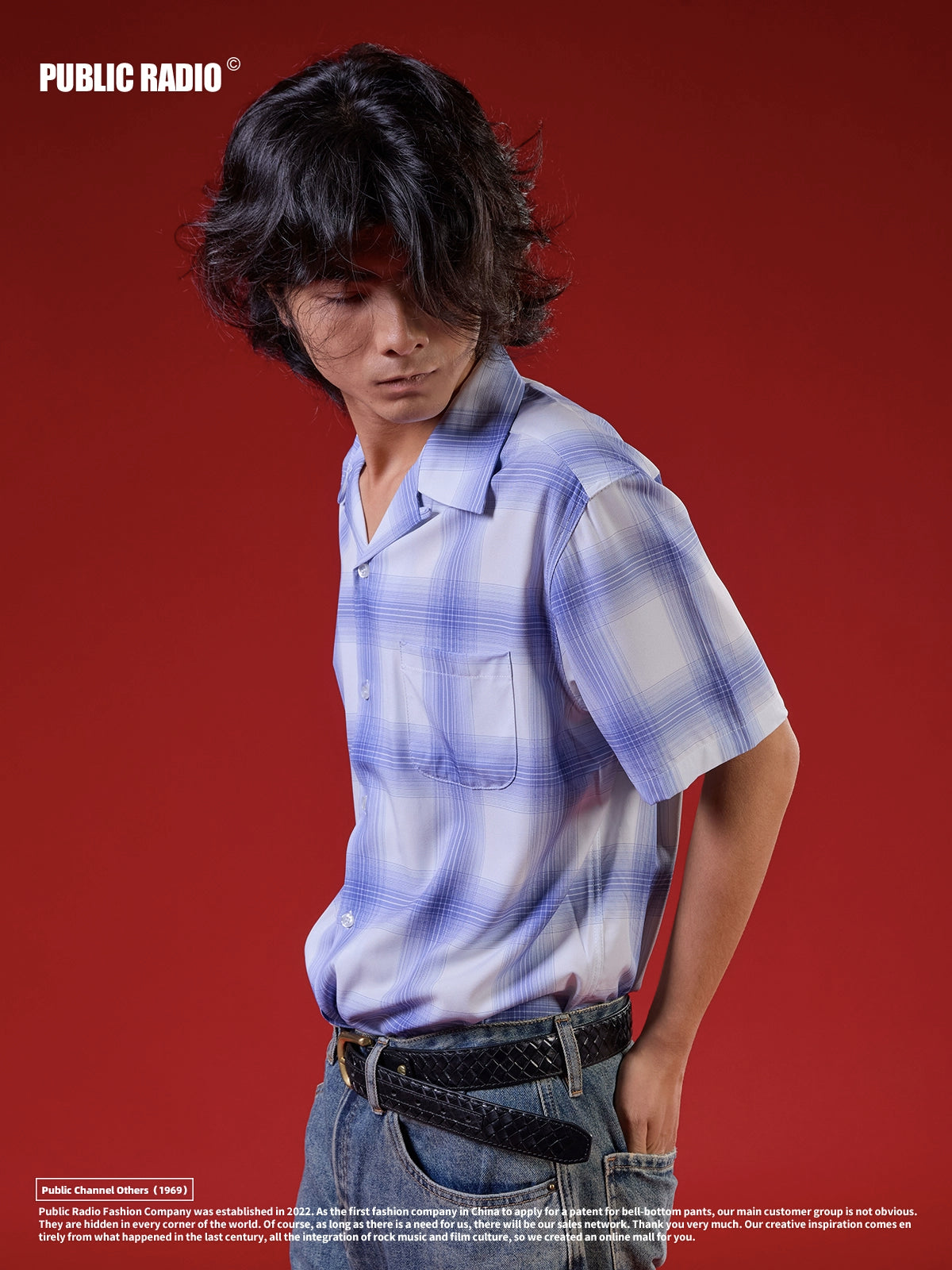 PUBLICRADIO Vintage Street Checked Loose Short Sleeve Shirt