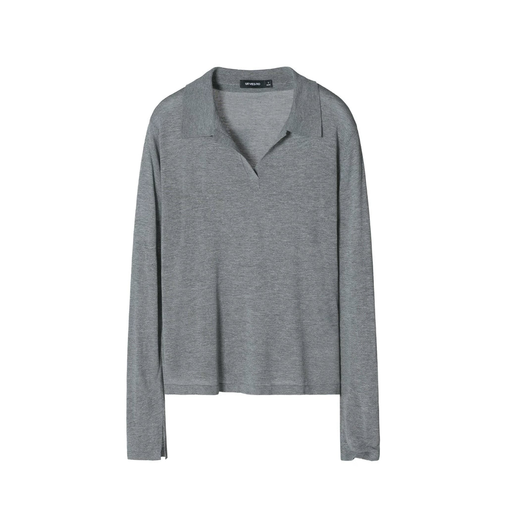 Unvesno -Gauge Linen-Blend Oversized Henley Polo Top