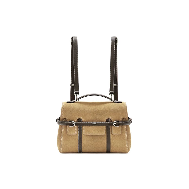 muva. Leather Buckle Backpack - Solid Color Square