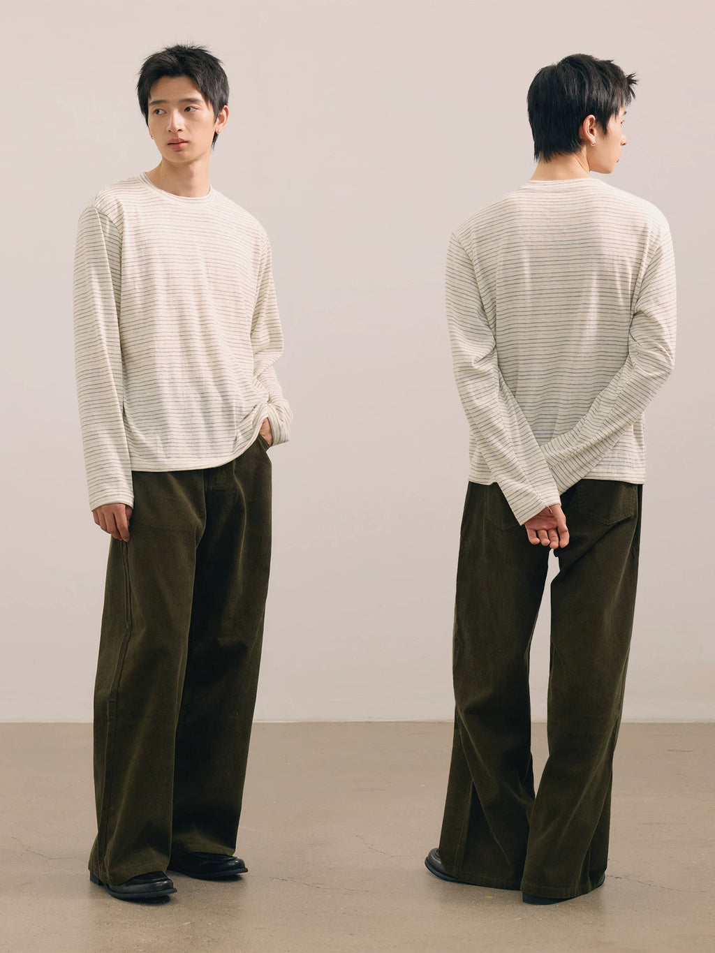 NO LOGO Lyocell/pure cotton retro washed straight corduroy trousers