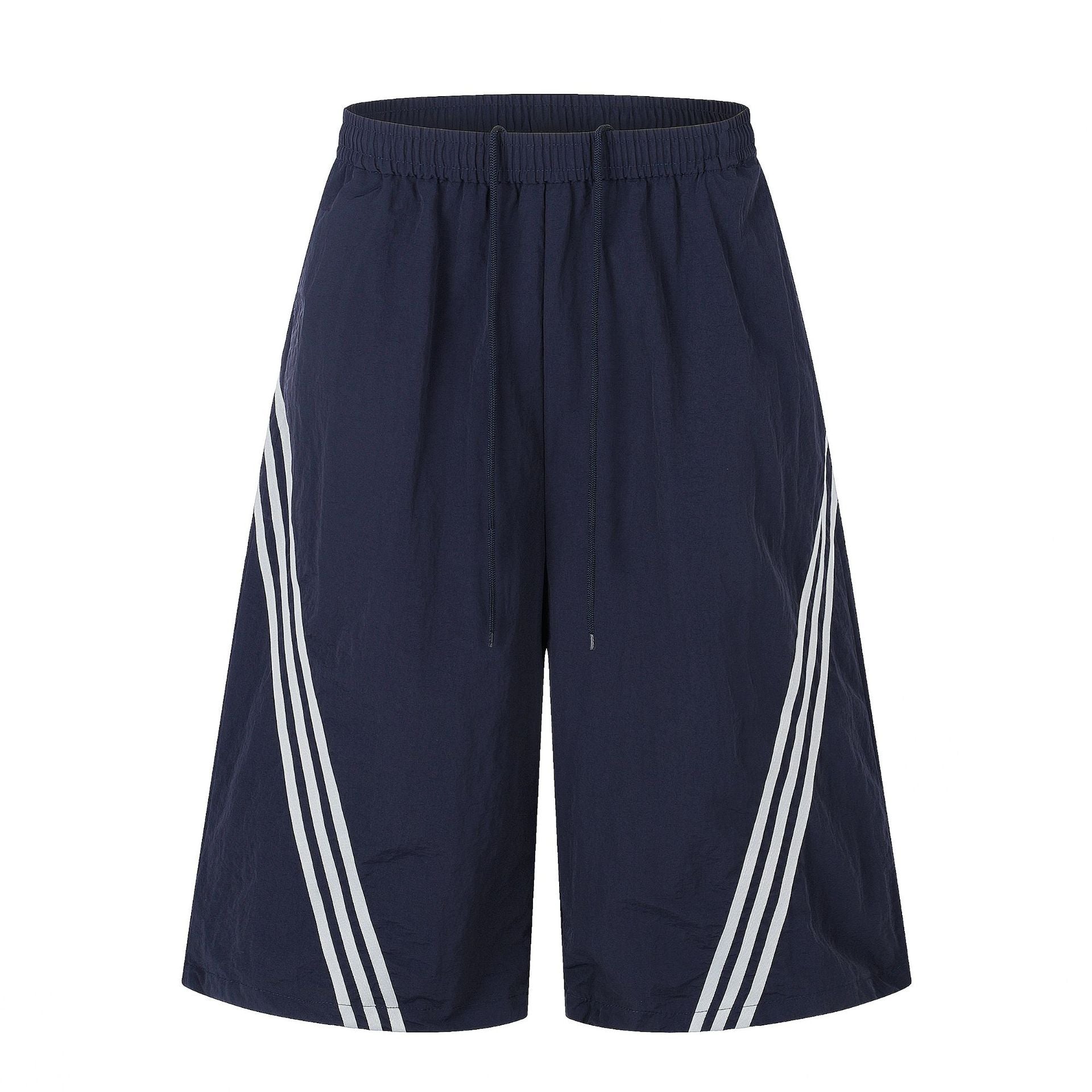11KN Vintage Striped Color-block Straight-leg Cropped Pants