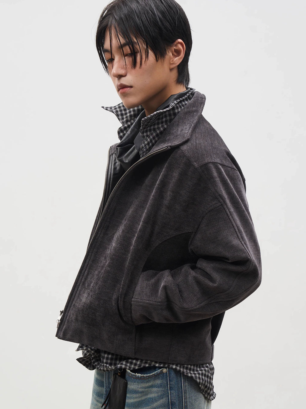 SOUTH FISH Cadet Jacket Brushed Texture Stand Collar