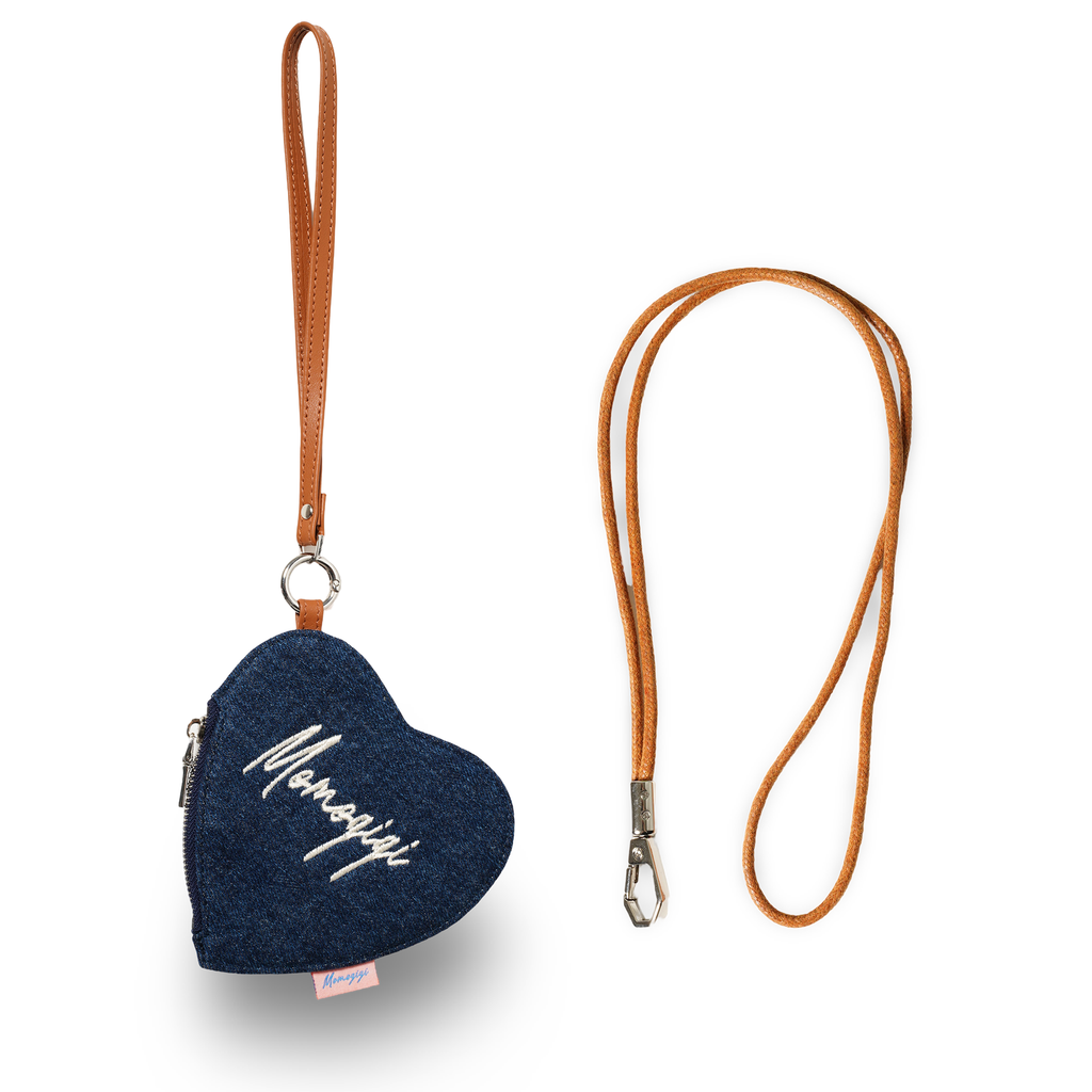 Momogigi Vintage Denim Love Embroidered Coin Bag