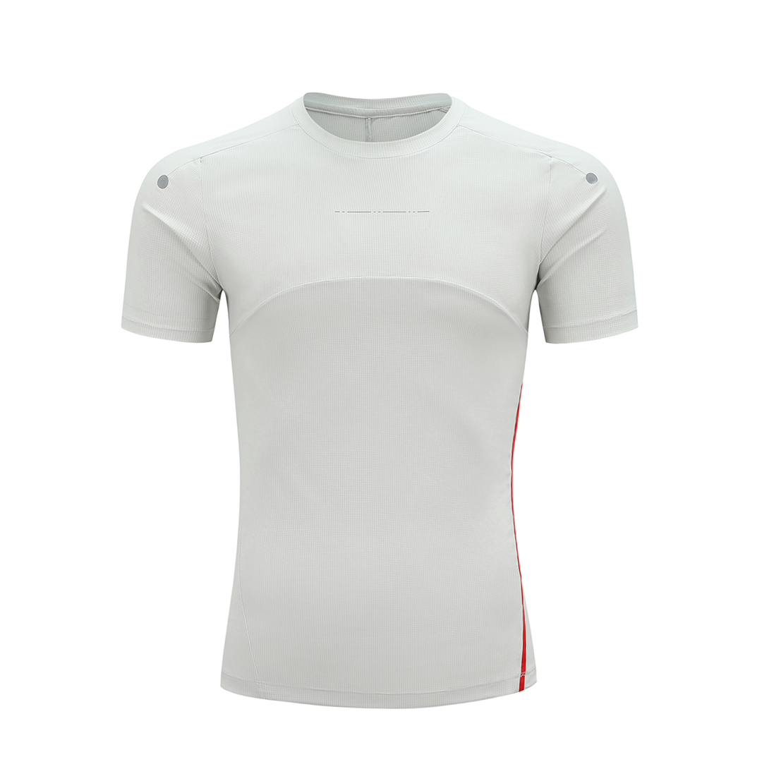 BEVAN UP UP Point-Dot Curved Hem Quick-Dry Slim Fit Tee