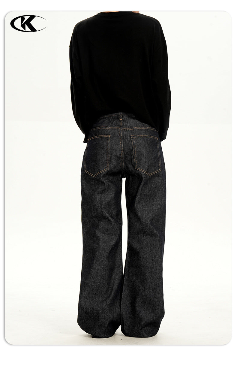 11KN retro washed slim-fitting casual jeans