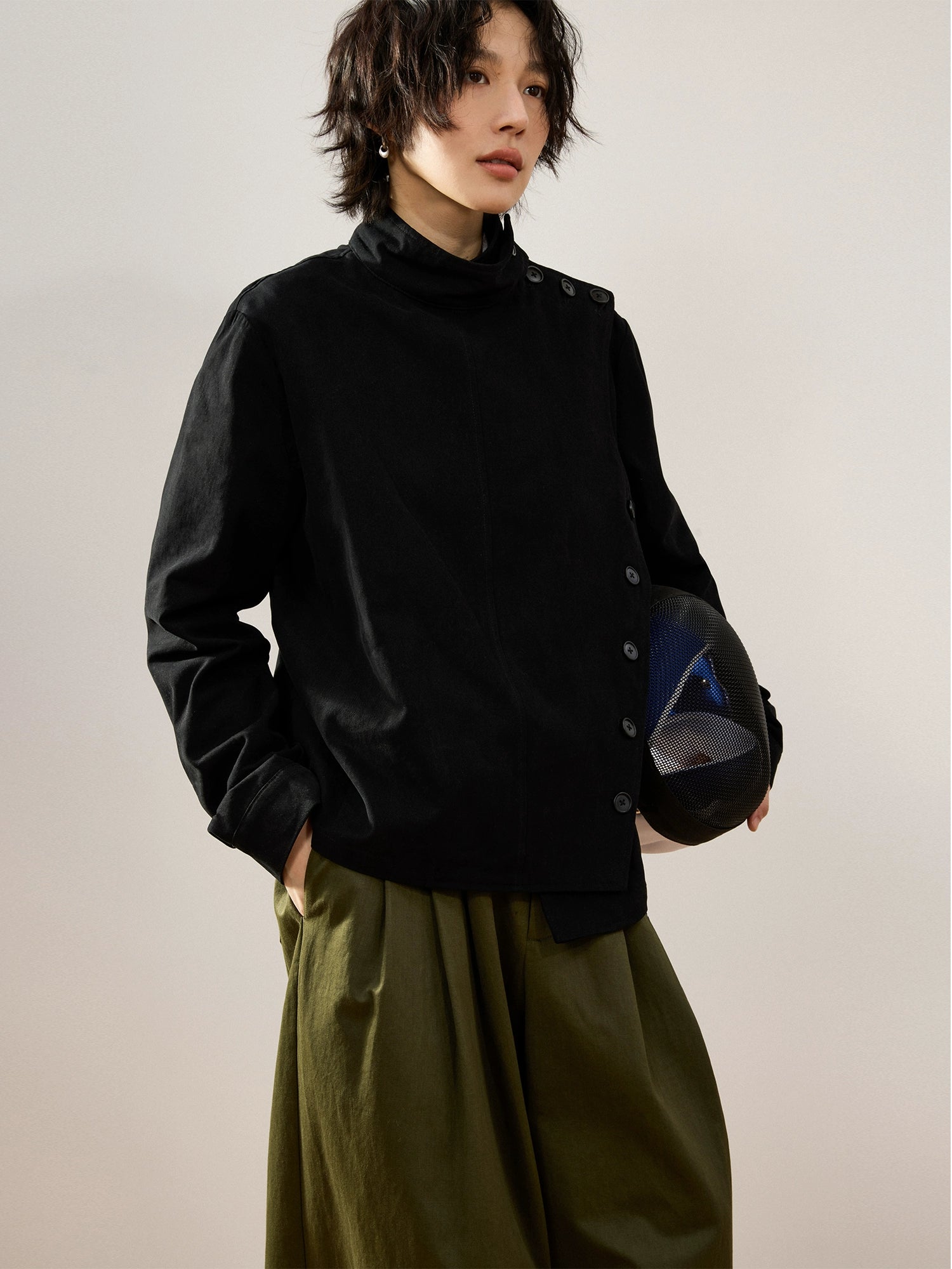 Sameuoo Irregular Button-down Short Jacket