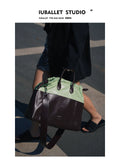 IUBALLET Green Faux Leather Top-Handle Tote