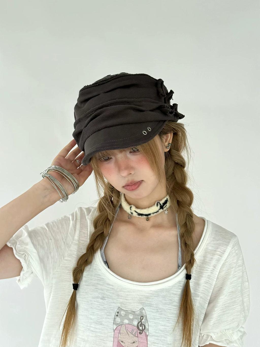 Kasugano TOO Botanical Ruffle-Trim Hat