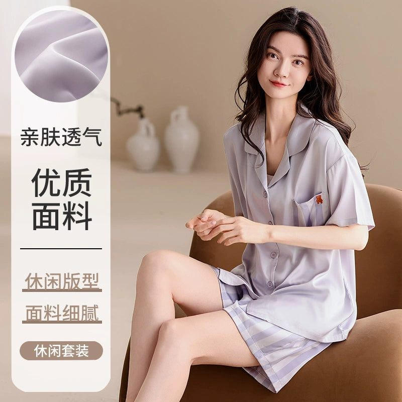 Urban Butterfly Ice Silk High-end Cute Loungewear Set