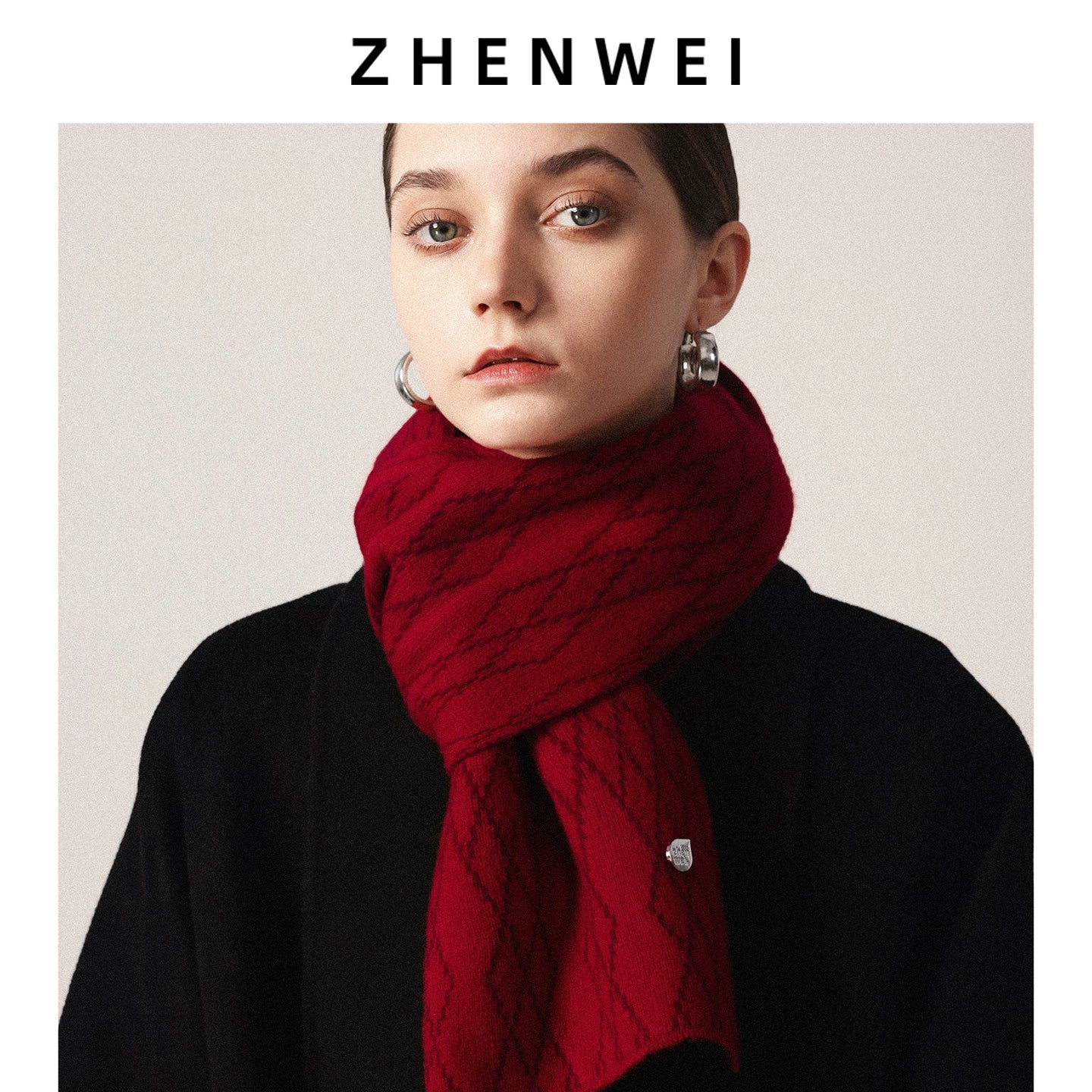 ZHENWEI 26 High-count 100% Wool Checked Knitted Scarves