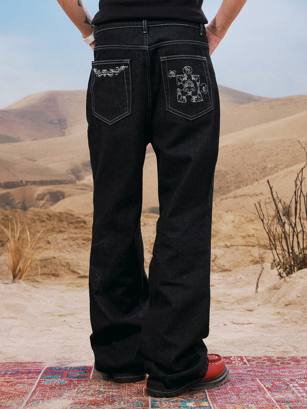 YADcrew Airplane Buckle 400g Relaxed Raw Denim Jeans