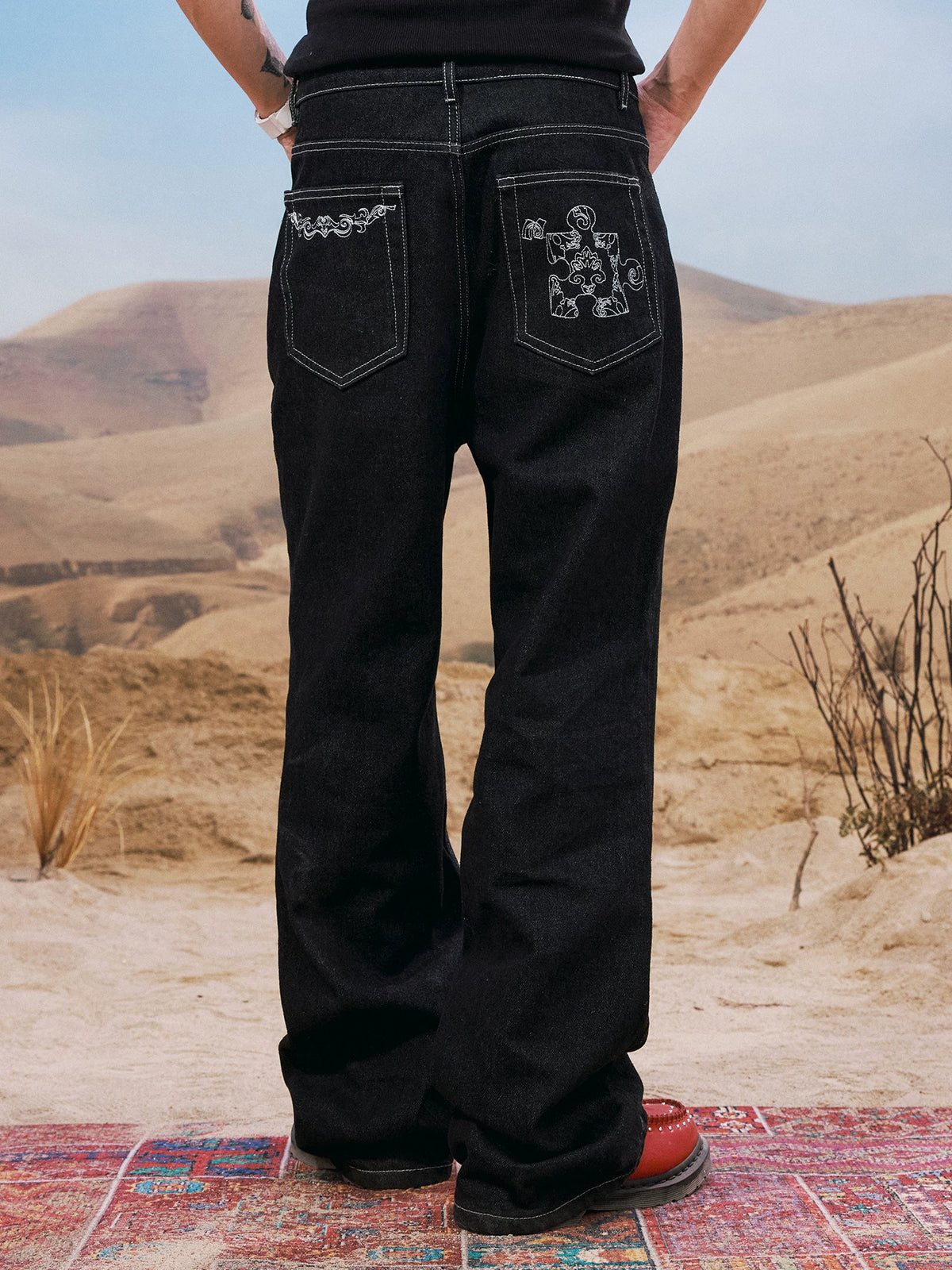 YADcrew Airplane Buckle 400g Relaxed Raw Denim Jeans