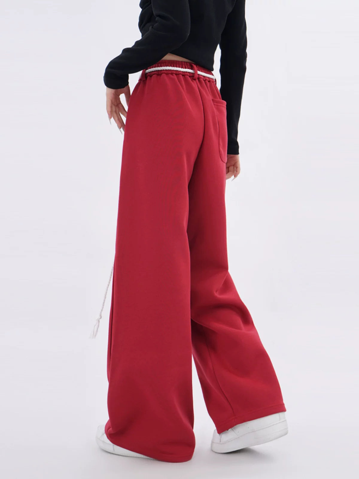SAMUSAN High Waist Loose Strap Sweatpants