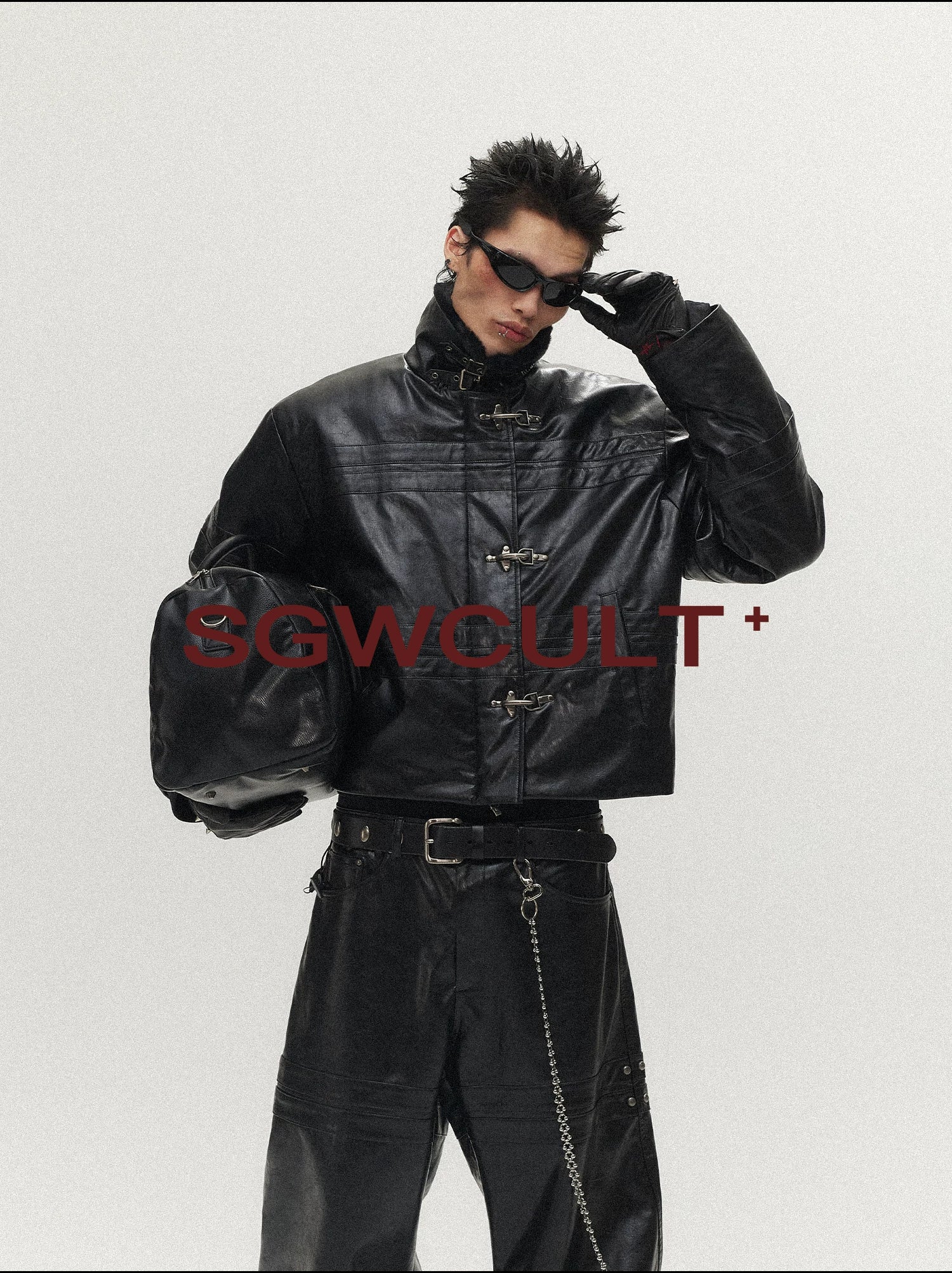 SGWCULT Stitched Silhouette Niche Leather Jacket