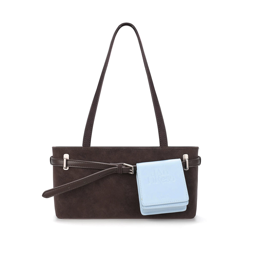 JANDRESS Brown Suede Zip-Top Shoulder Bag