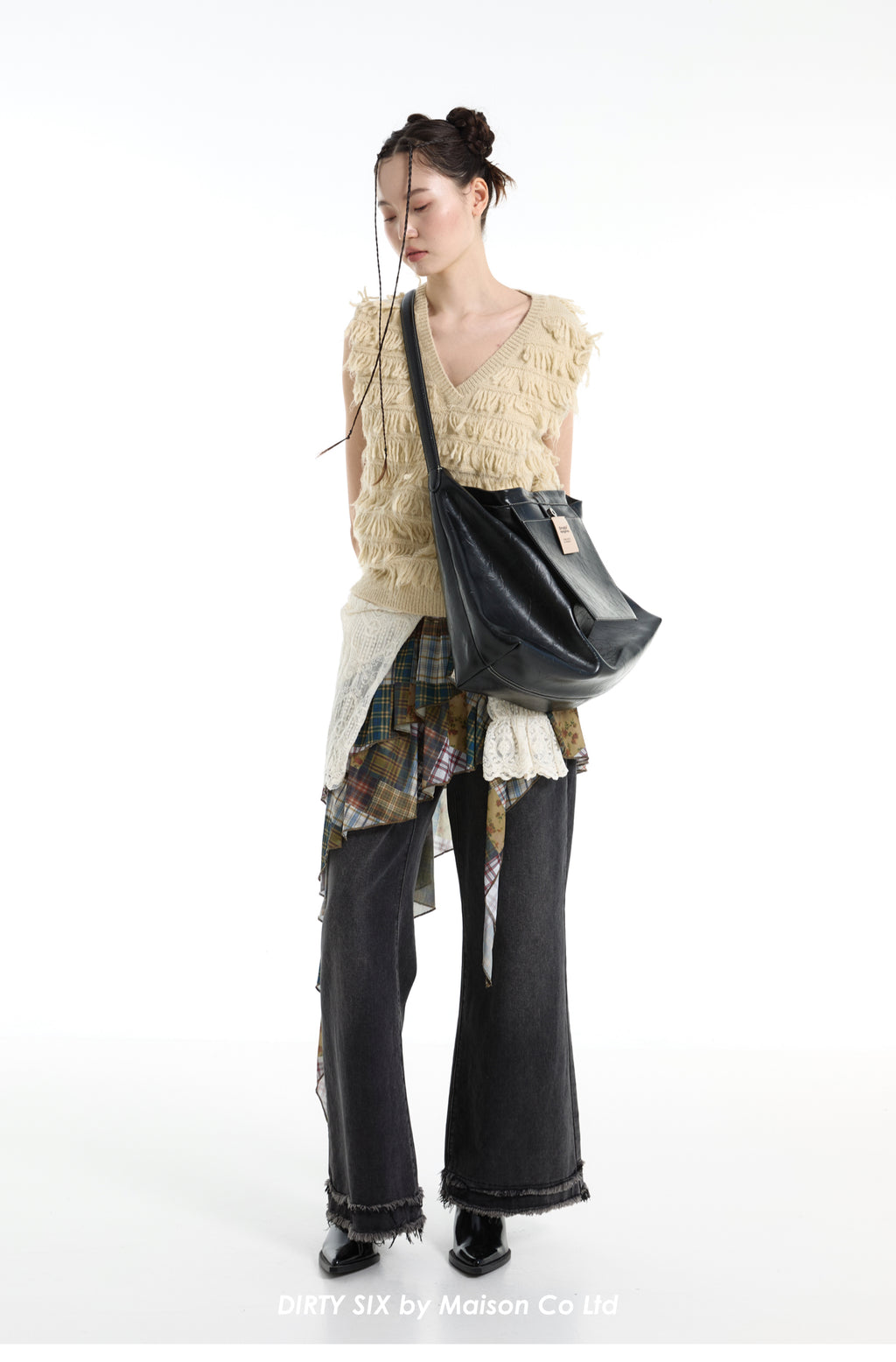DirtySix Cow Leather Jill big pocket cowhide soft leather tote bag