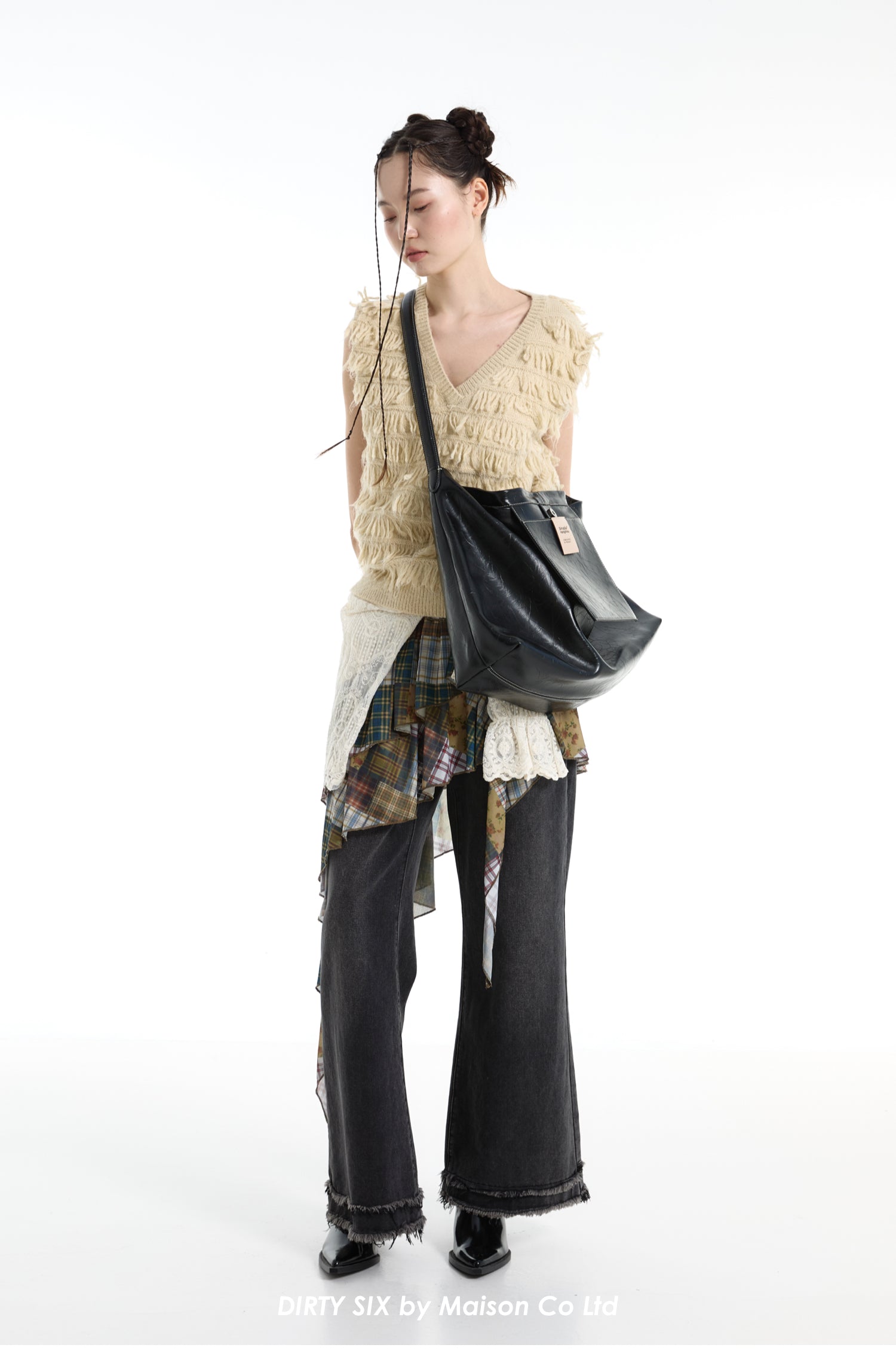 DirtySix Cow Leather Jill big pocket cowhide soft leather tote bag