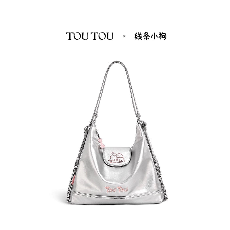 TOUTOU Faux Leather Zip-Top Tote Bag
