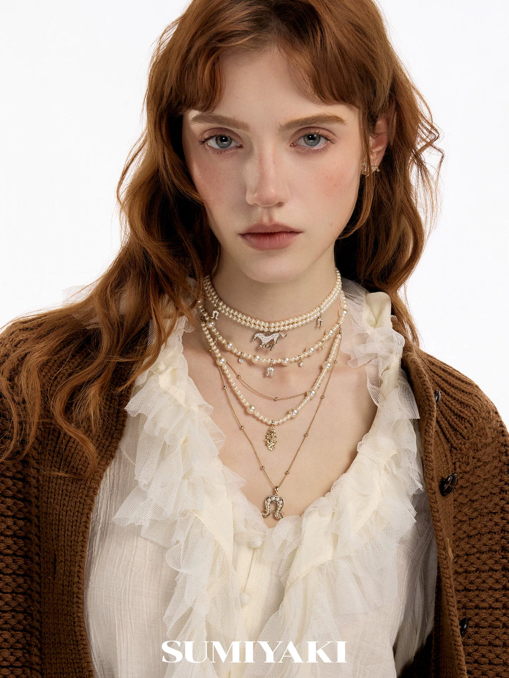 SUMIYAKI Multi-layer Pearl Diamond Necklace