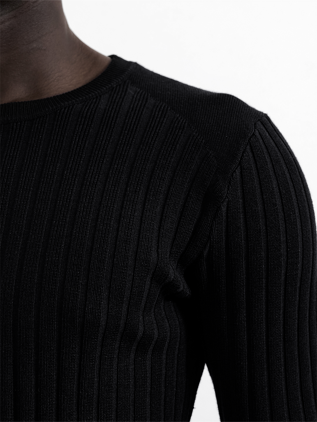 BEVAN UP Black Textured Slim-Fit Knit Sweater