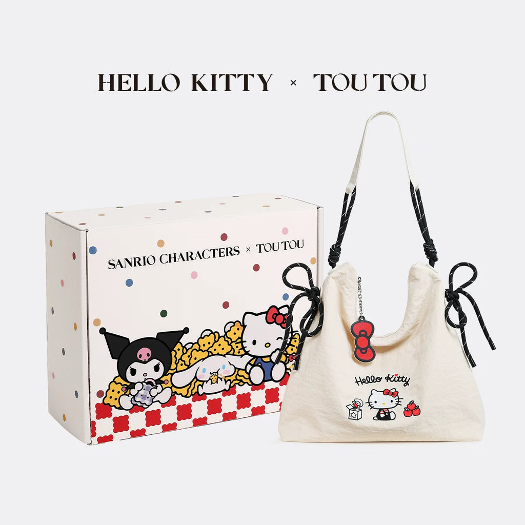 TOUTOU Cream White Canvas Zip-Top Crossbody Bag