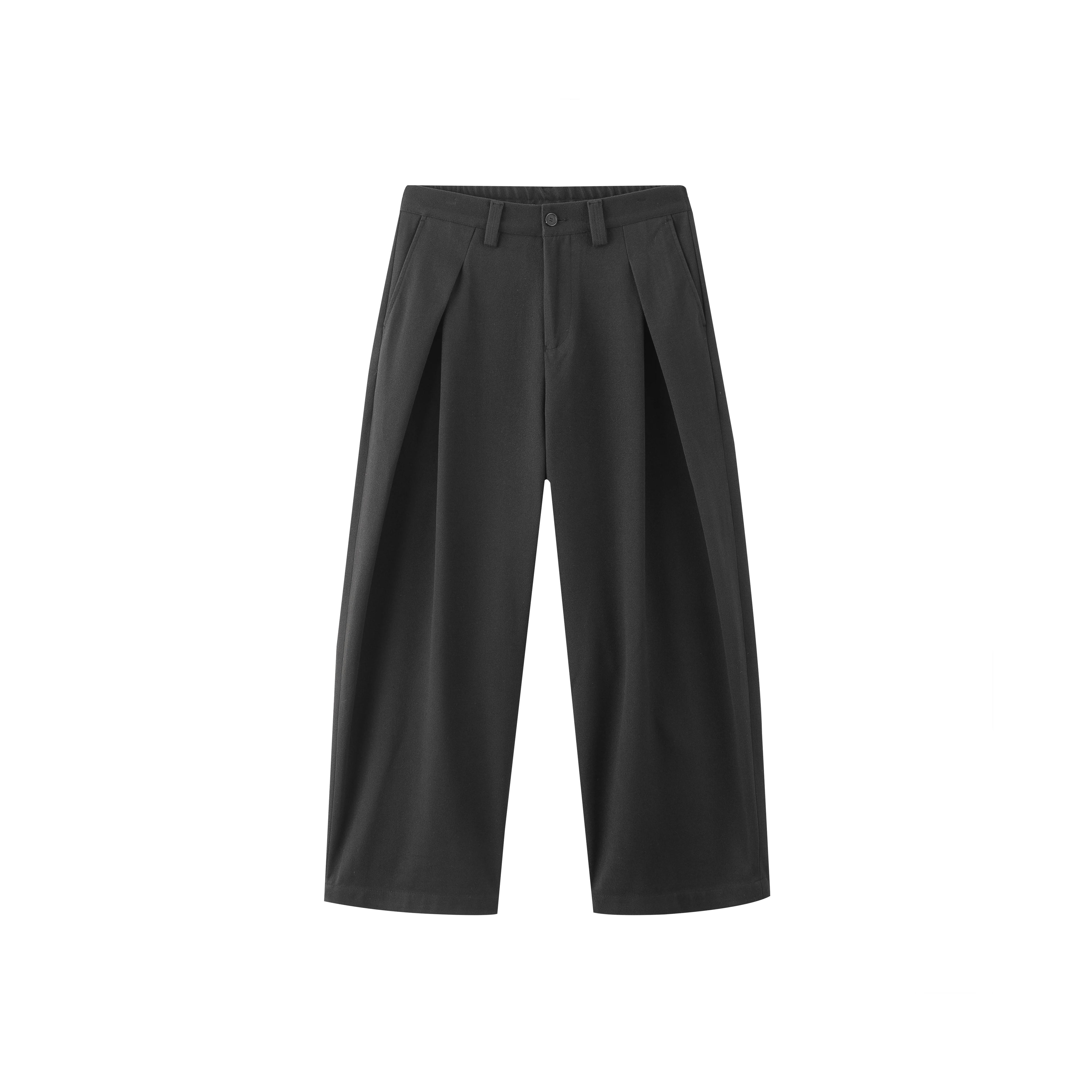 Anniehall Loose Woolen Straight Fleece Thickened Trousers