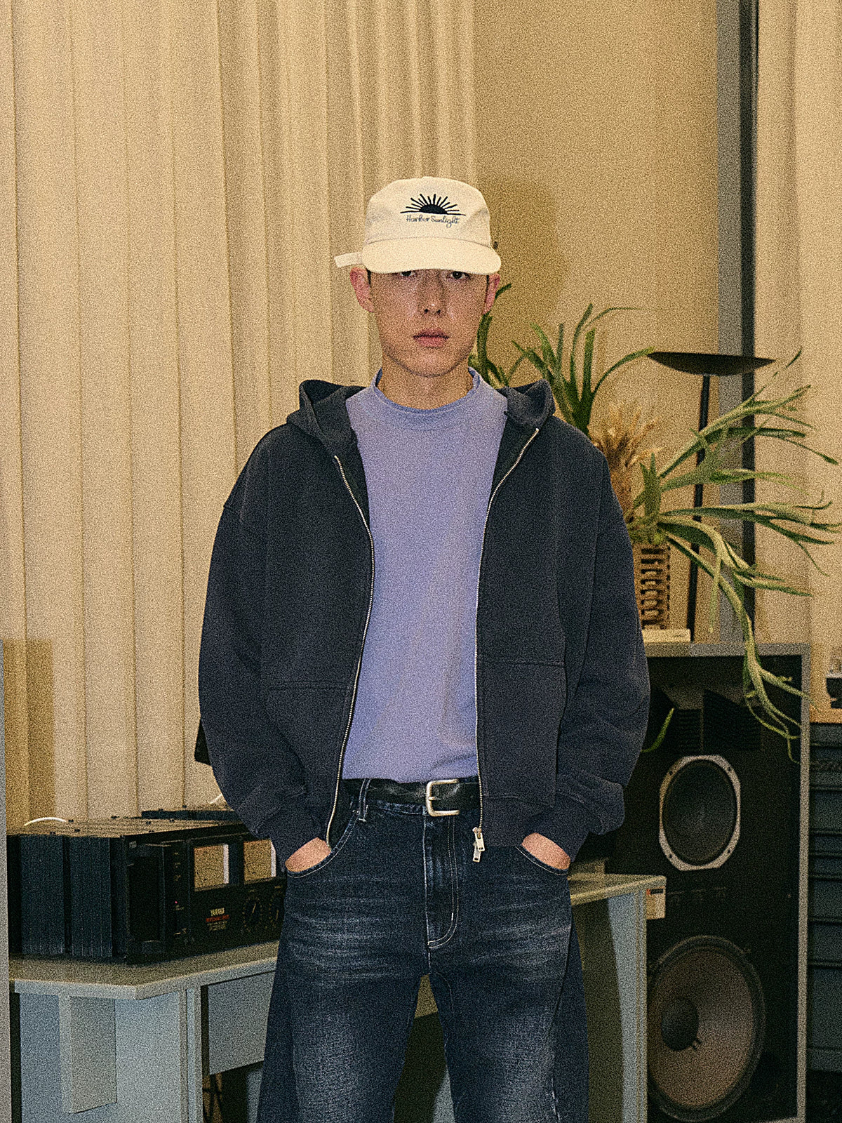PARTIMENTO Vintage Washed Cotton -Panel Baseball Cap