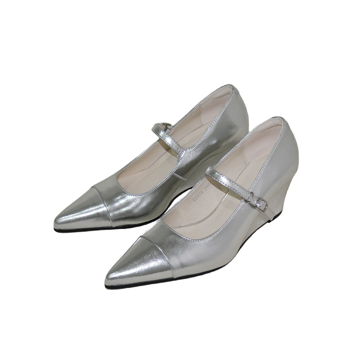 Mooreyu Wedge Heel Shallow Mouth One-word Buckle Mary Jane Shoes
