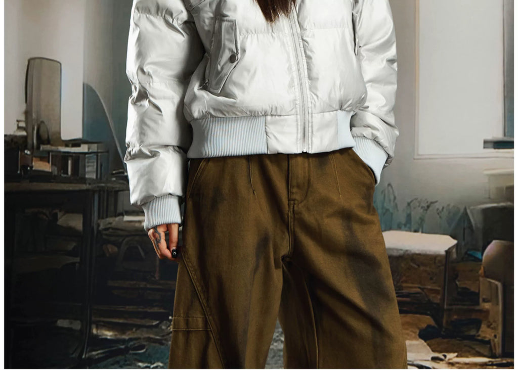 NOMANIAI Sticker Fur Collar Ultra-short Thickened Warm Cotton Clothes