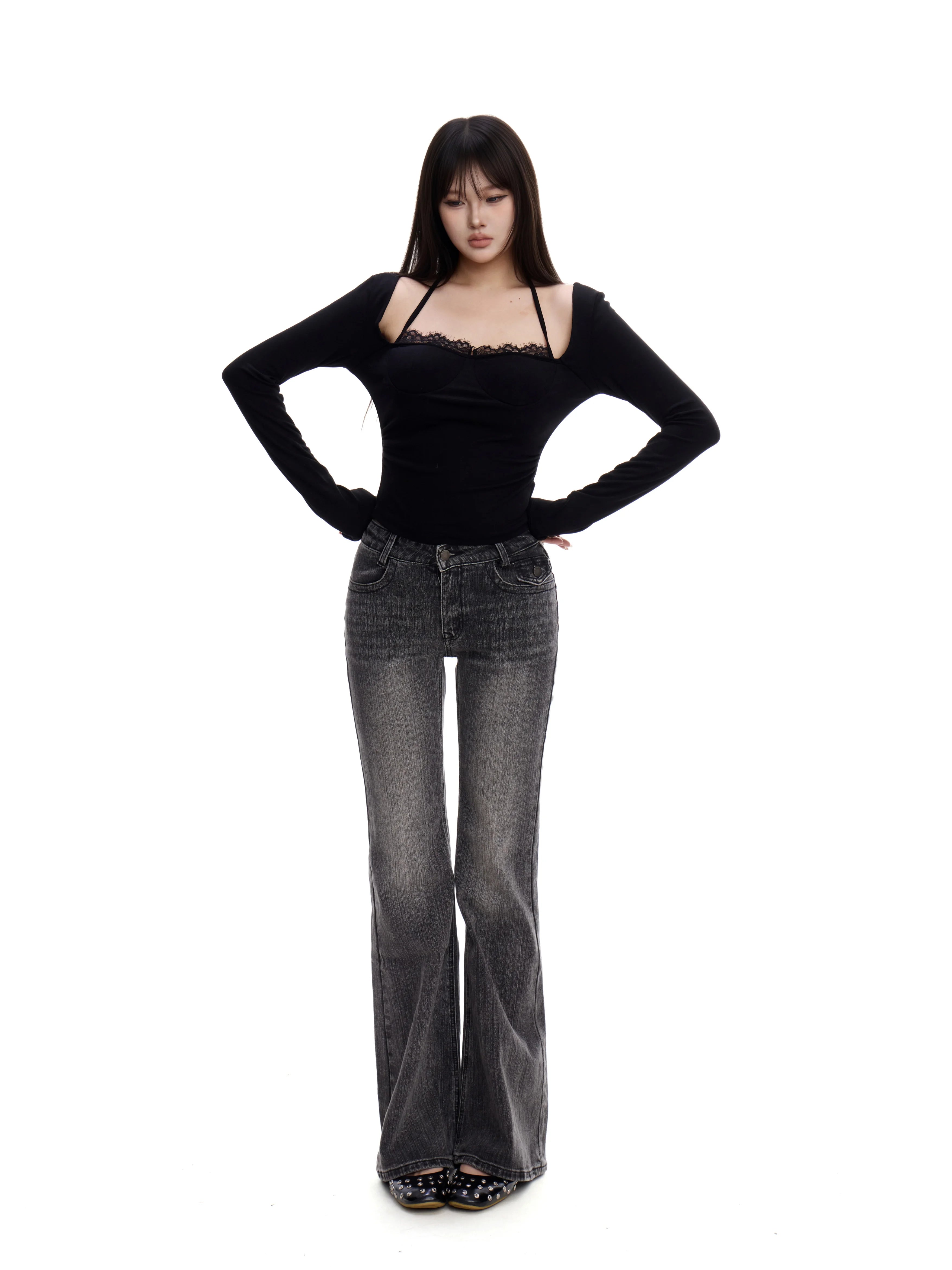 WITHMIN Straight Casual Versatile Low-rise Slim Jeans