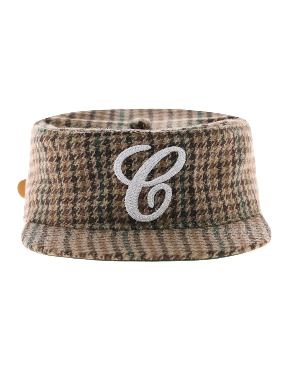 6CRAYON Houndstooth Cotton Flat Top Embroidered Baseball Cap