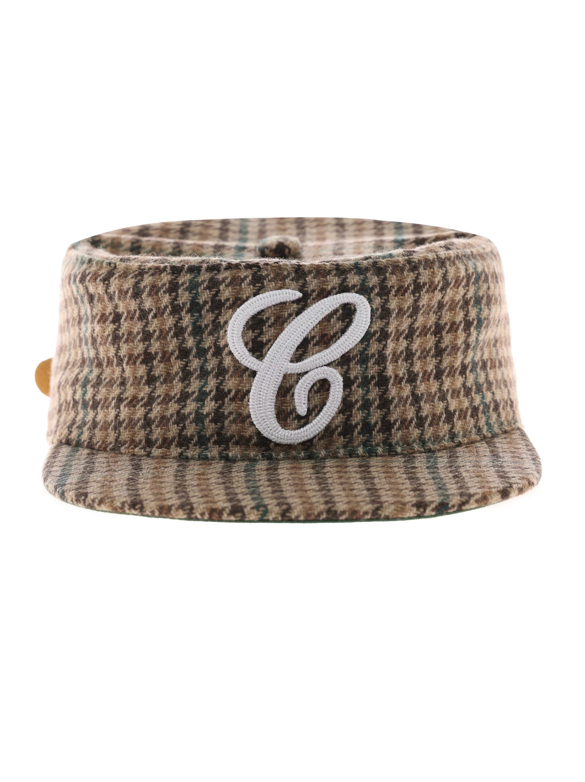6CRAYON Houndstooth Cotton Flat Top Embroidered Baseball Cap