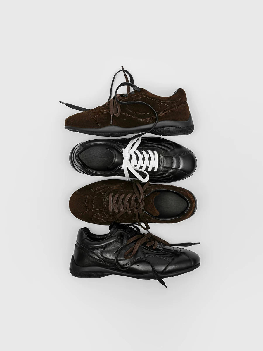 RZAAZ Leather Lace-Up Retro Racing Sneaker