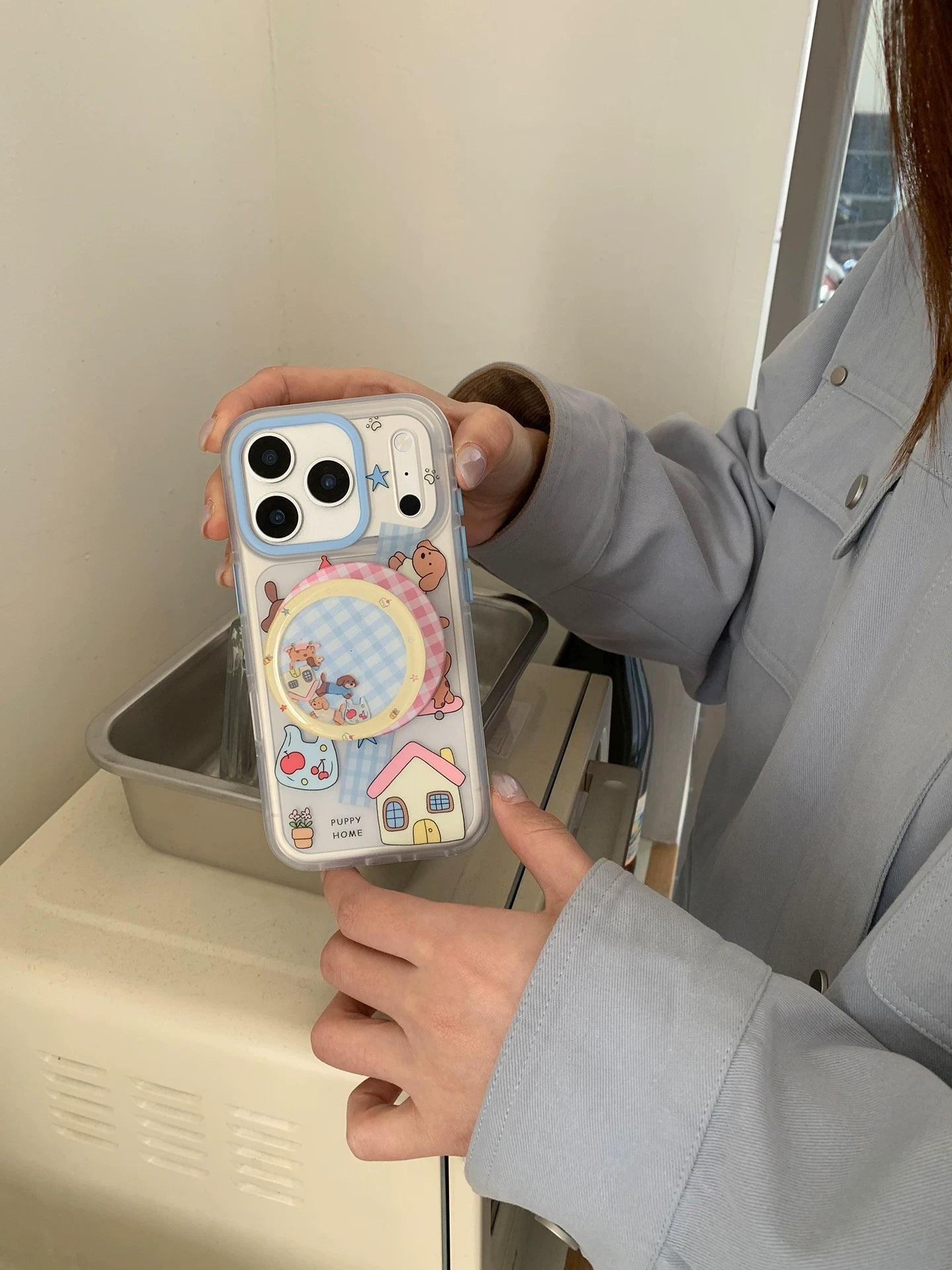 Kano Cute Puppy Cartoon for IPhone Mobile Phone Case Magnetic Belt Holder