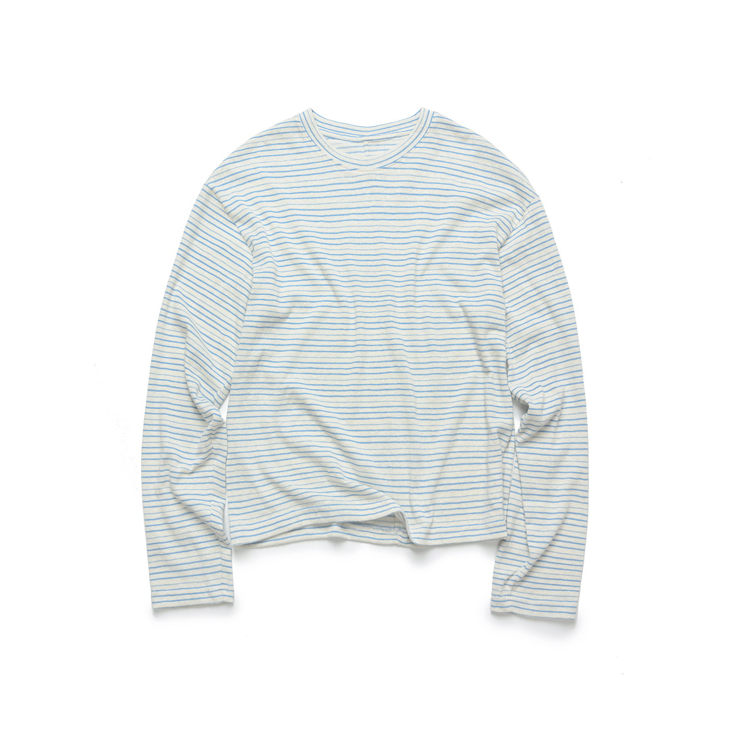 Set for Life Striped Lazy Casual Short Wide Crew Neck Long Sleeve