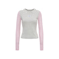 JIKOO Wild Berry Party Striped Off-Shoulder Long-Sleeve Tee