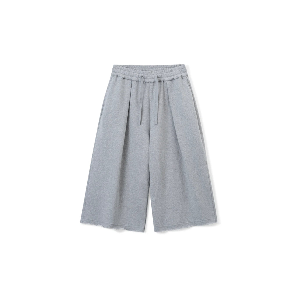 SUPERTOFU Wide-Leg Rolled-Hem Elastic Waist Capri Sweatpants
