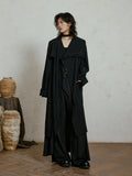 SUNYVONNE Cross-neck One-button Trench Coat
