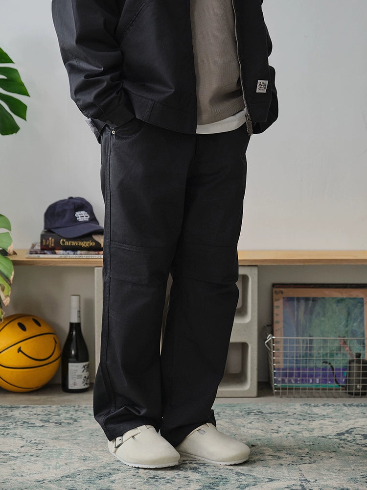 Battles Loose Straight Embroidered Pocket Casual Trousers
