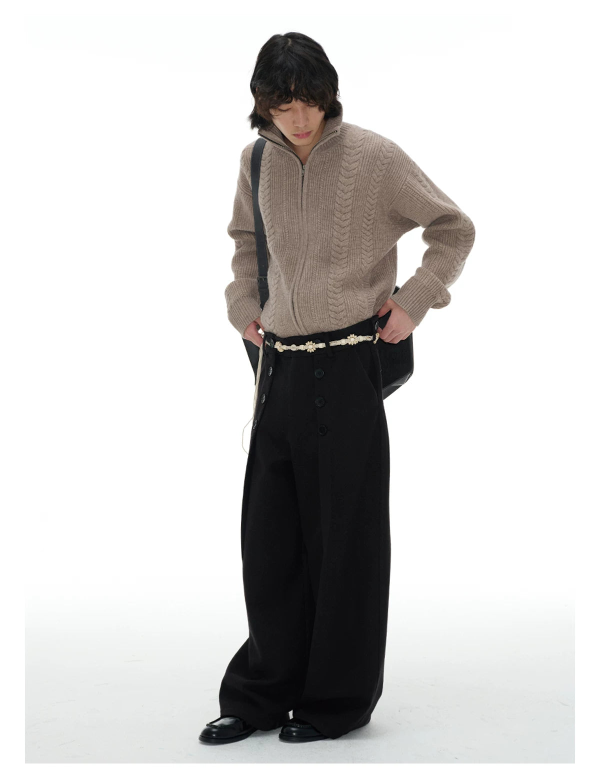 JCAESAR Wheat Ear Twisted Zipper Sweater