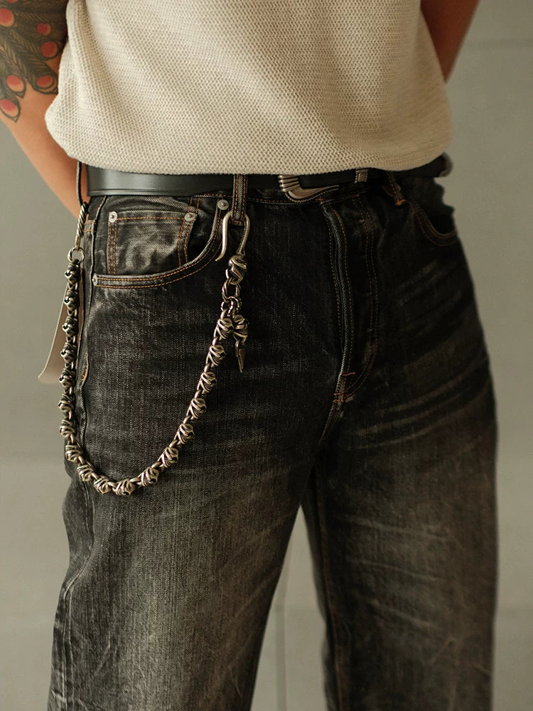 Mbbcar Black Tie-Dye Wide-Leg Selvedge Jeans