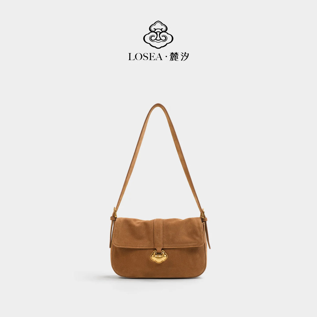 LOSEA Purple Faux Leather Magnetic Snap Underarm Bag