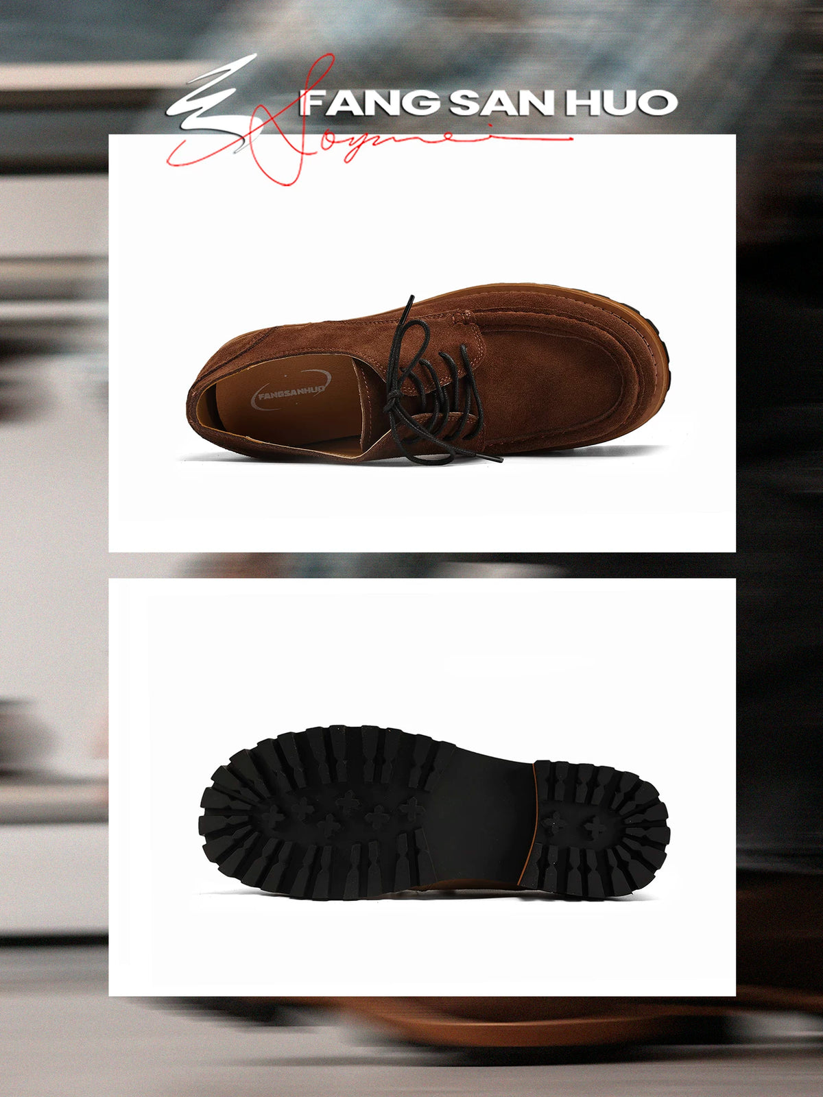 Fangsanhuo Suede Lace-Up Platform Derby