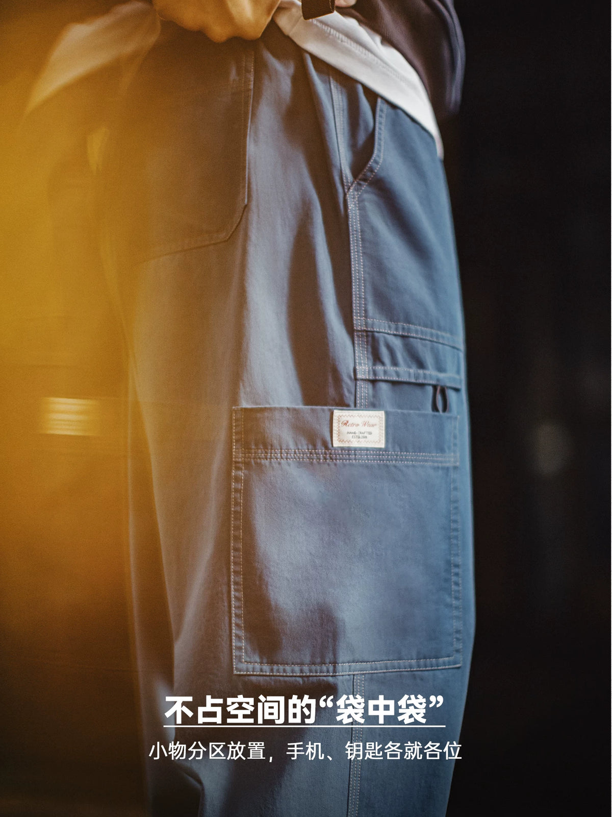 MADEN American Retro 100% Cotton Straight-Leg Cargo Pants