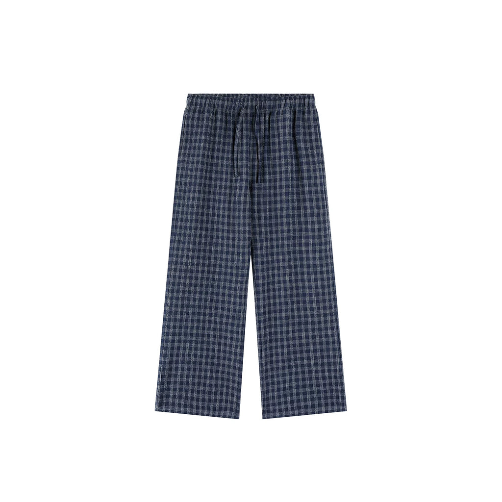 PLUS NO LOGO Salt-Washed Plaid 260g Straight-Leg Pants